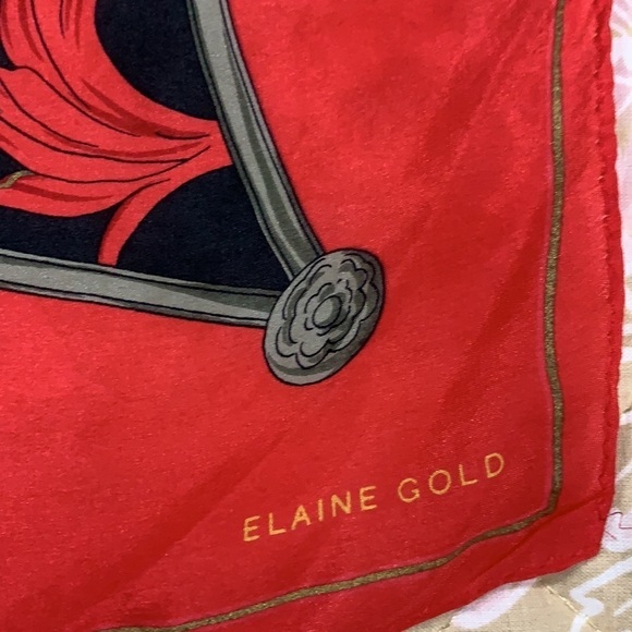 ❤️𝅺 silk scarf from Elaine Gold red, gold and black - Picture 2 of 3